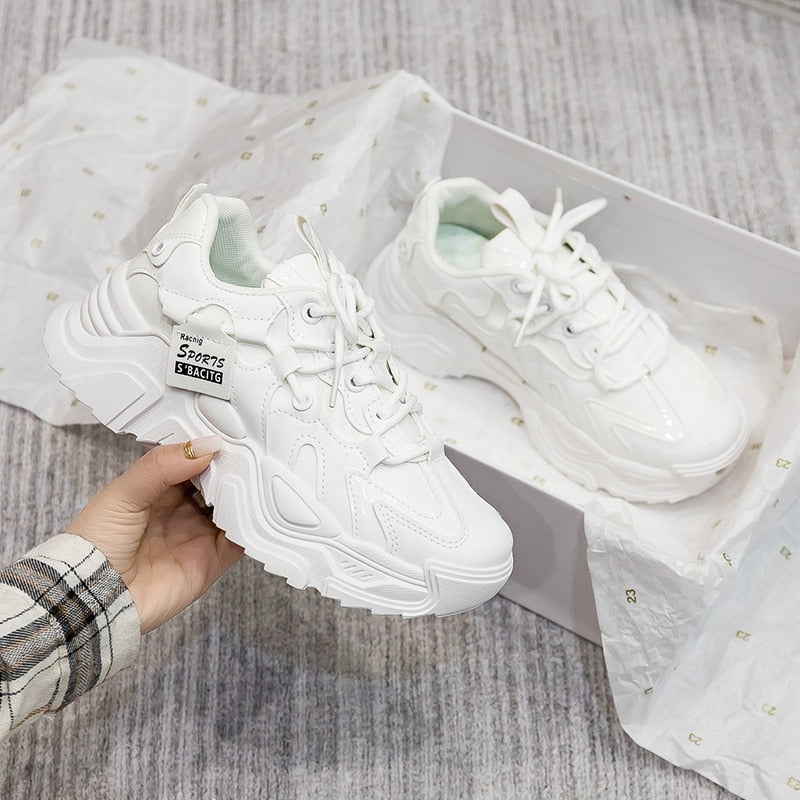 Chunky sneakers in faux leather