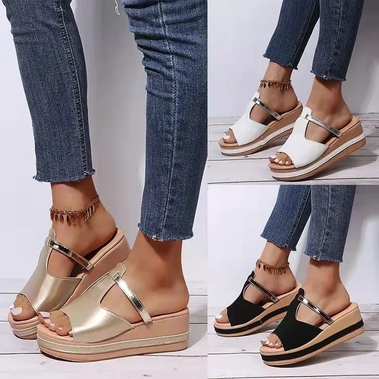 Platform wedge sandals with thick sole