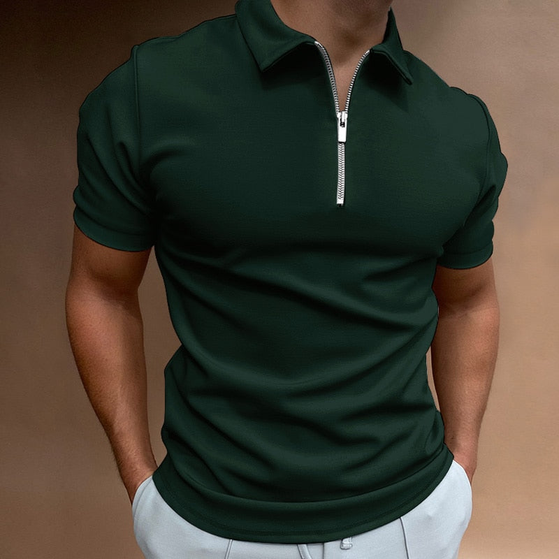 Fashionable zip-up polo