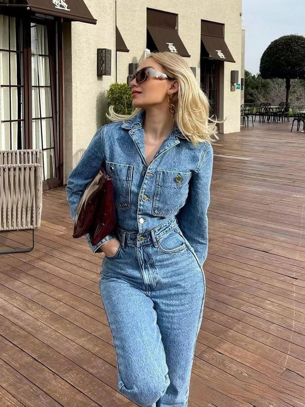 Fashion denim jumpsuit