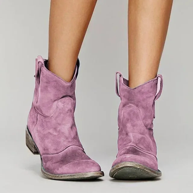 Women - Ankle Boot - Cowboy-Inspired Leather - Vintage Style Footwear