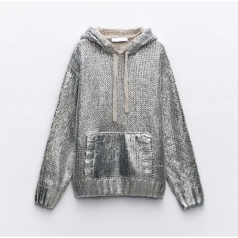 Silver Metallic Hoodie