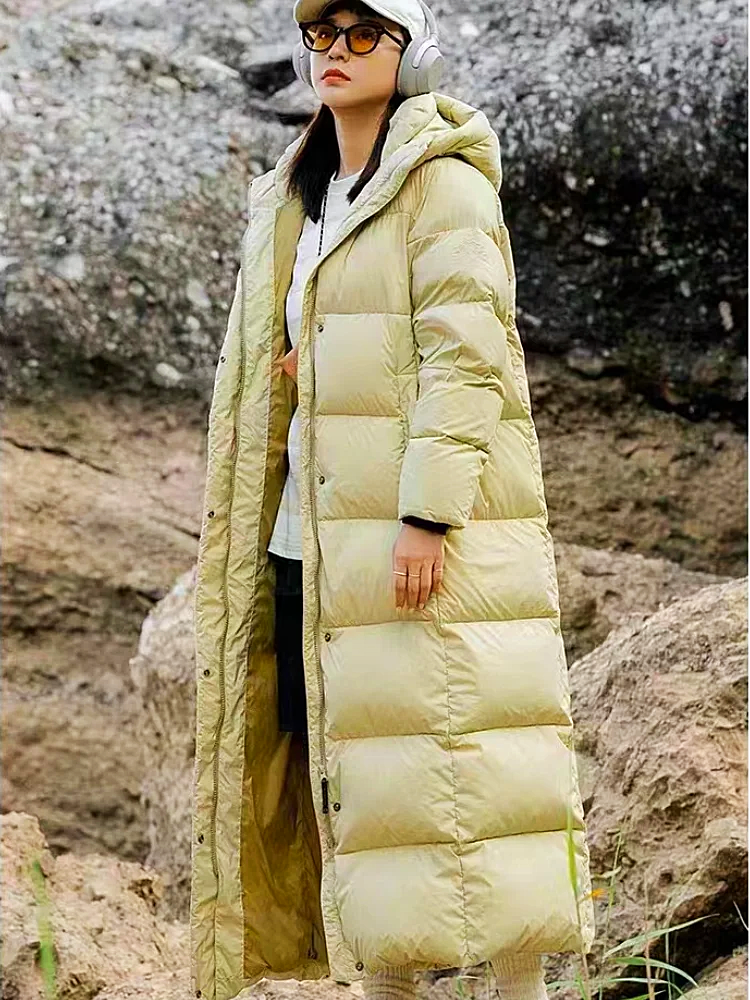 Women - Long Down Parka - Warm Hooded Jacket - Stylish Winter Outerwear for Cold Weather