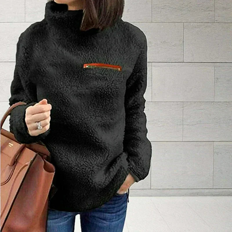 Women - Turtleneck Jumper - Cozy Knit, Long Sleeve - Stylish Winter Essential