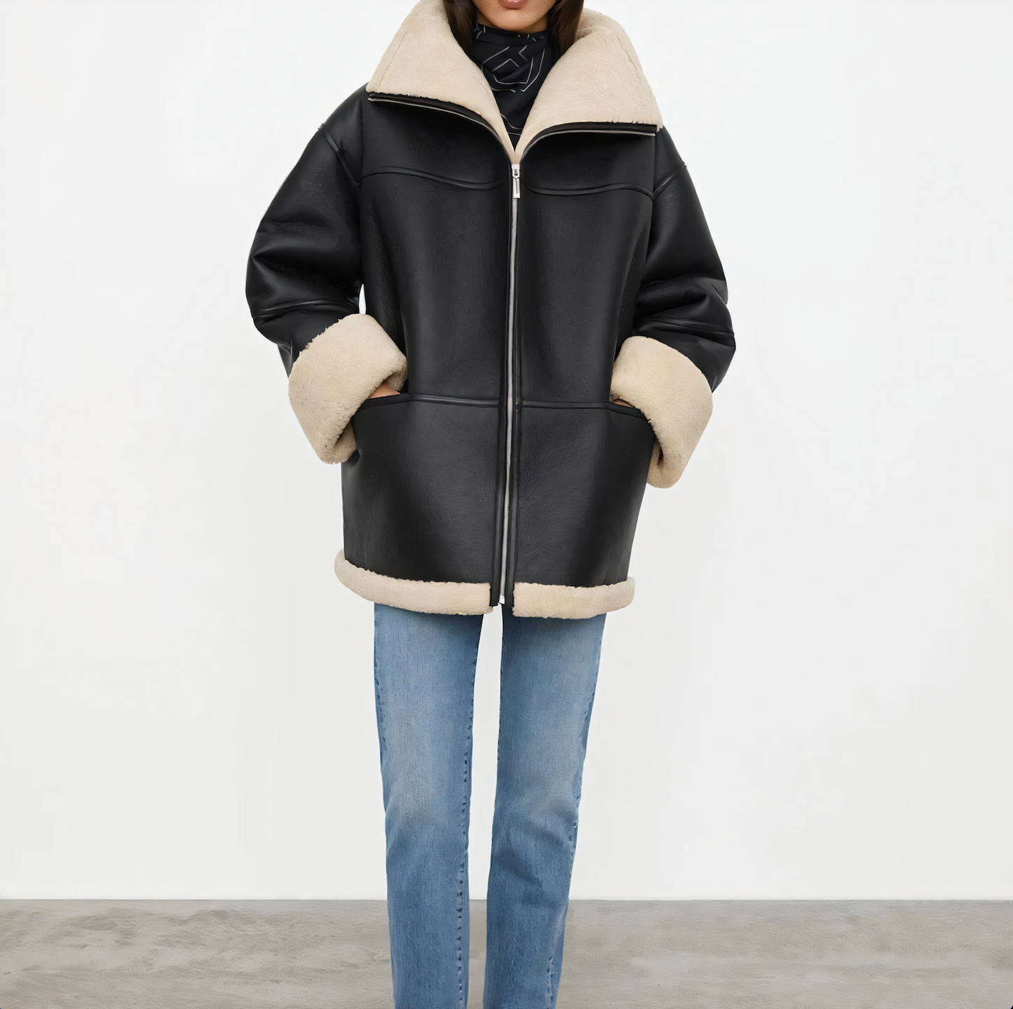 Fur-lined winter jacket