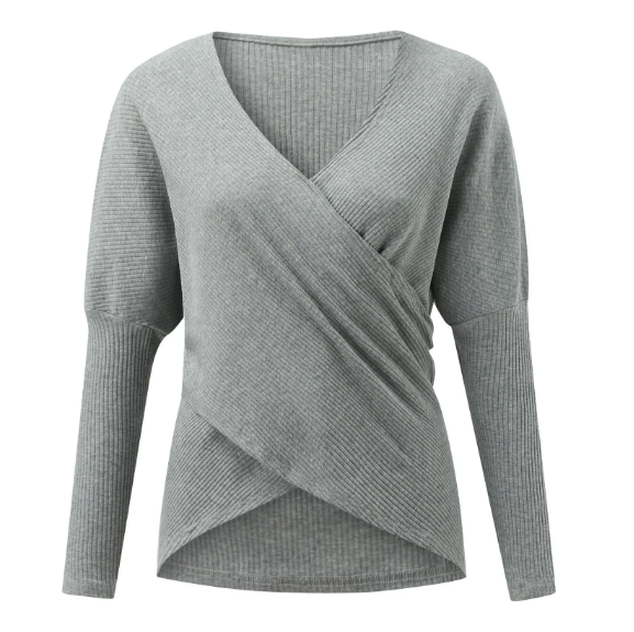 Women - Sweater - Cozy Knit - Stylish Crossed Jumper for All-Day Comfort