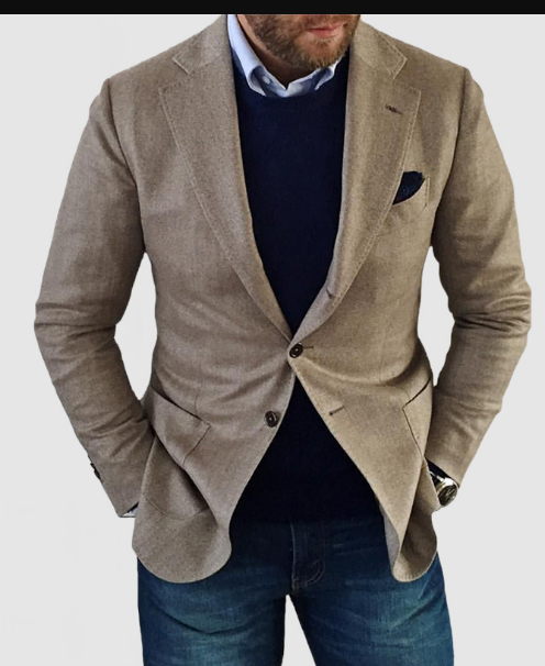 Men's Casual Cardigan With Buttons, Pockets and Lapel Collar, Plain Coloured, Long Sleeves