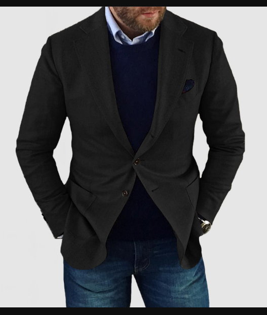 Men's Casual Cardigan With Buttons, Pockets and Lapel Collar, Plain Coloured, Long Sleeves