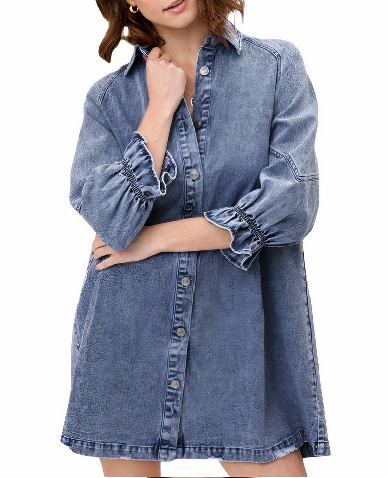 Denim dress with long sleeves