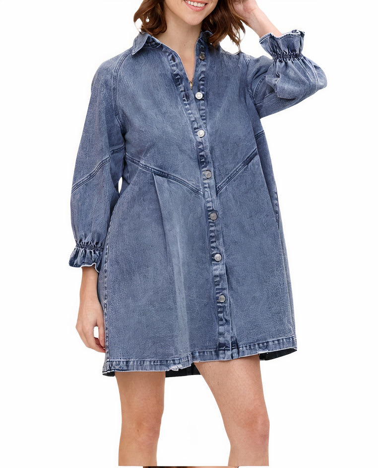 Denim dress with long sleeves