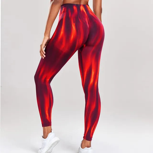 High-waisted performance leggings with seamless wave pattern