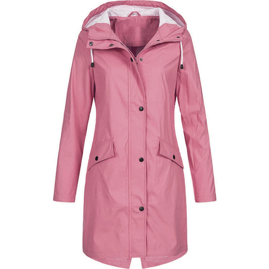 Women's - Classic Raincoat with Hood - Waterproof & Stylish - Ideal for All Weather Conditions