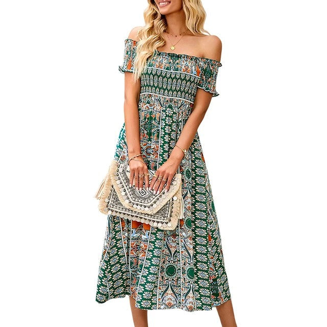 Boho dress with floral hem