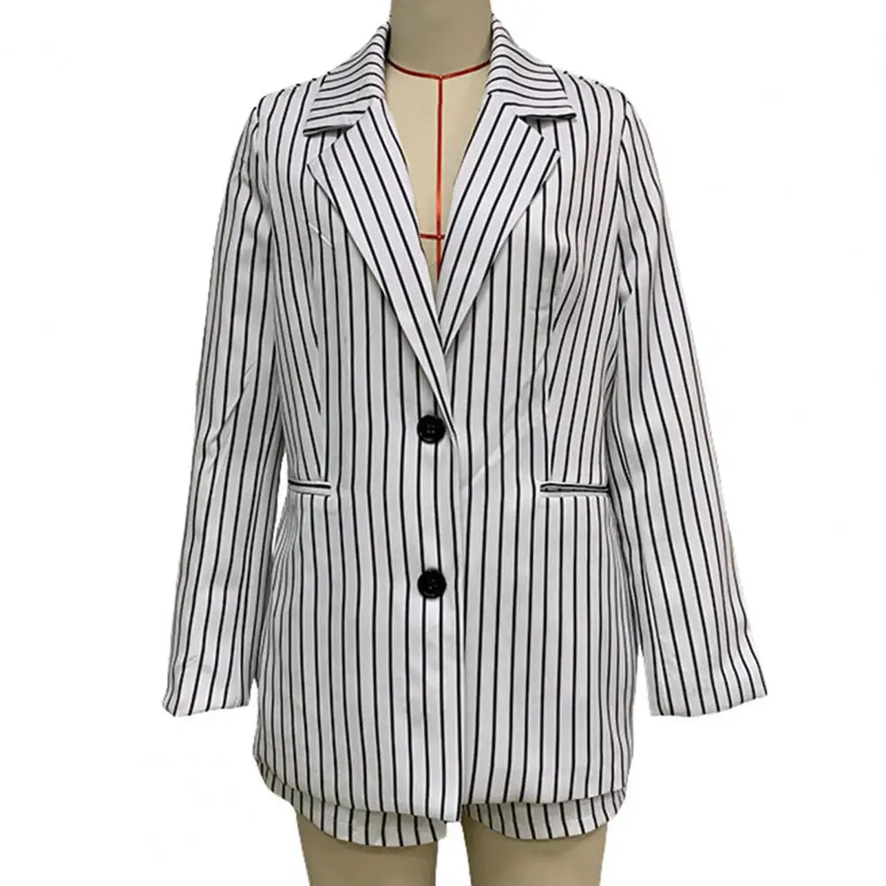 Striped blazer with matching shorts set