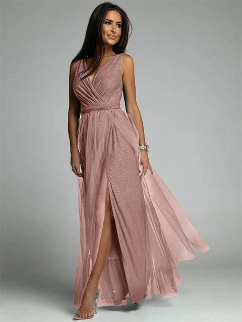 Elegant Dress With V-neck