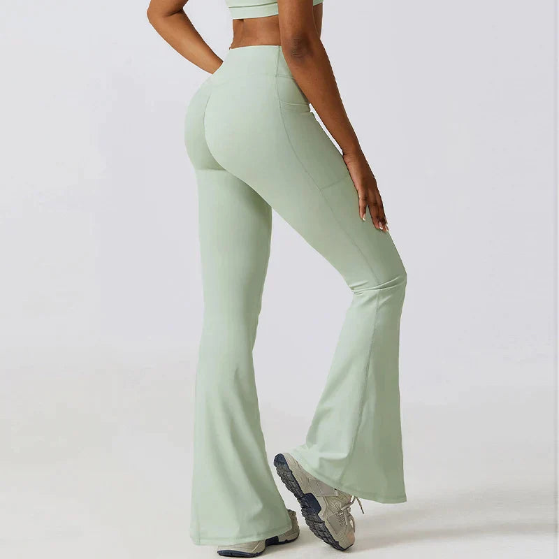 Flared fitness leggings with high waist