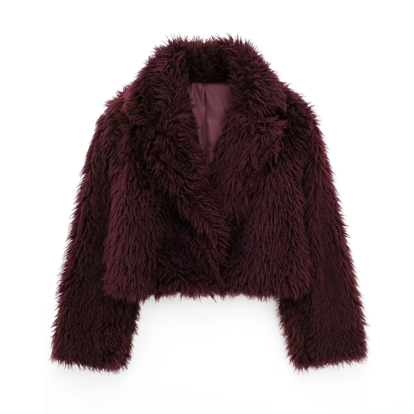 Women's Warm Fur Jacket - V-Neck Design - Elegant Winter Style - Cozy & Stylish Outerwear