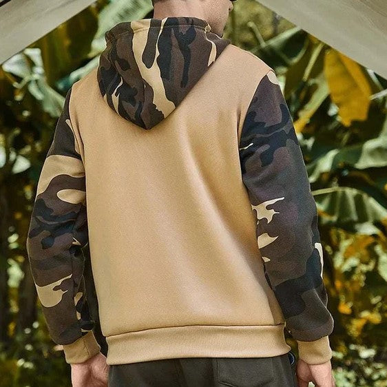 Hoodie with camouflage pattern sleeves