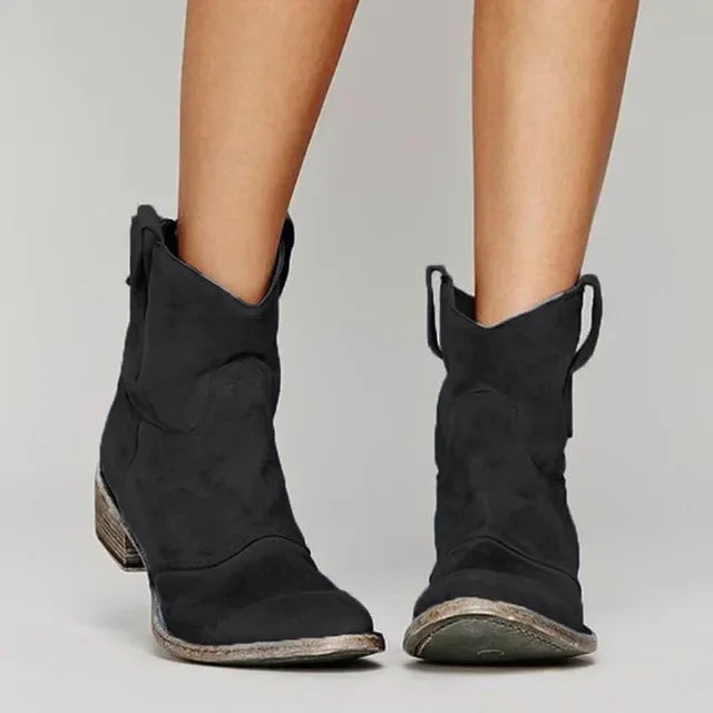 Women - Ankle Boot - Cowboy-Inspired Leather - Vintage Style Footwear