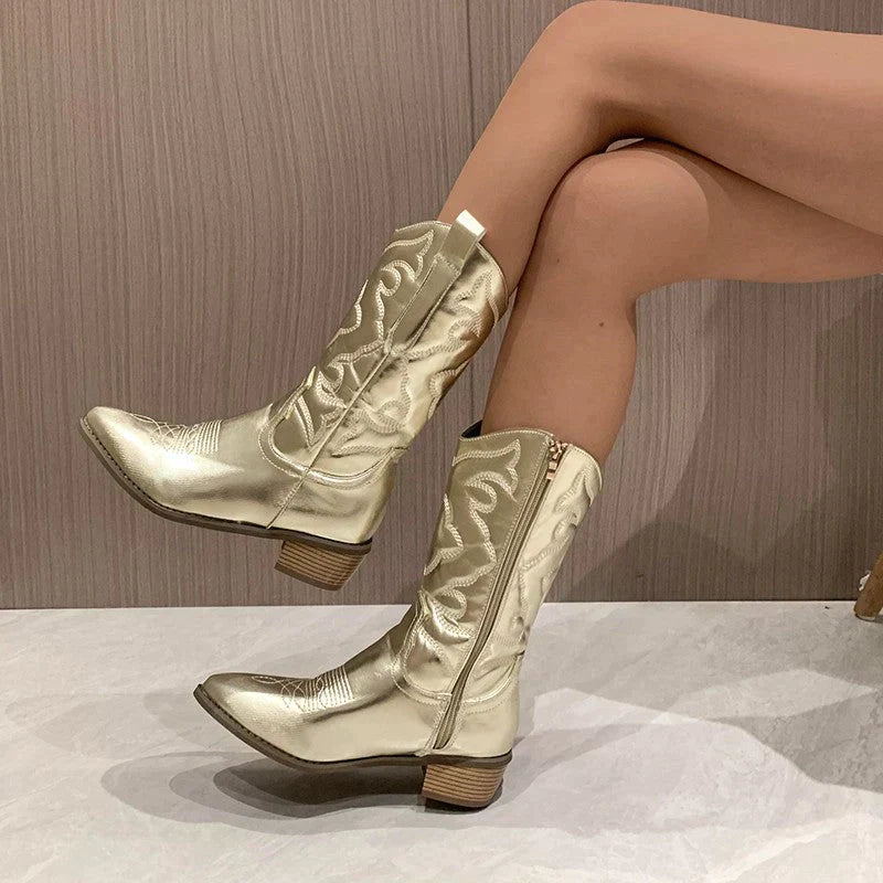 stylish metallic chic boots