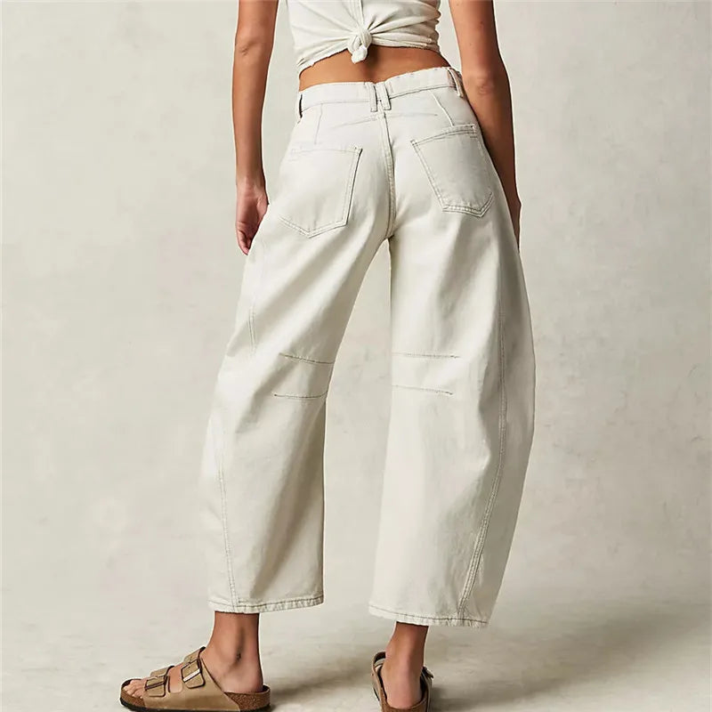 High-rise utility jeans with wide leg