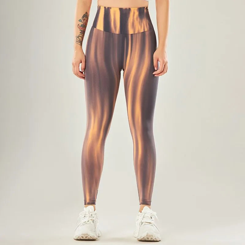 Performance leggings With High Waist and Seamless Wave Pattern