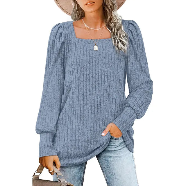 Casual Sweater With Square Neck