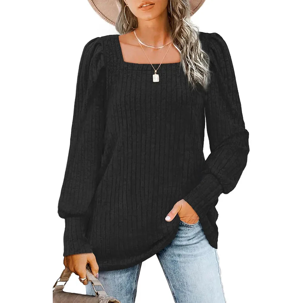 Casual Sweater With Square Neck