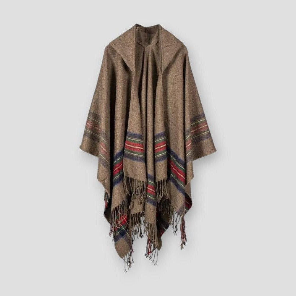 Women - Hooded Poncho - Cozy Fabric - Stylish Outdoor Cover-Up for All Seasons