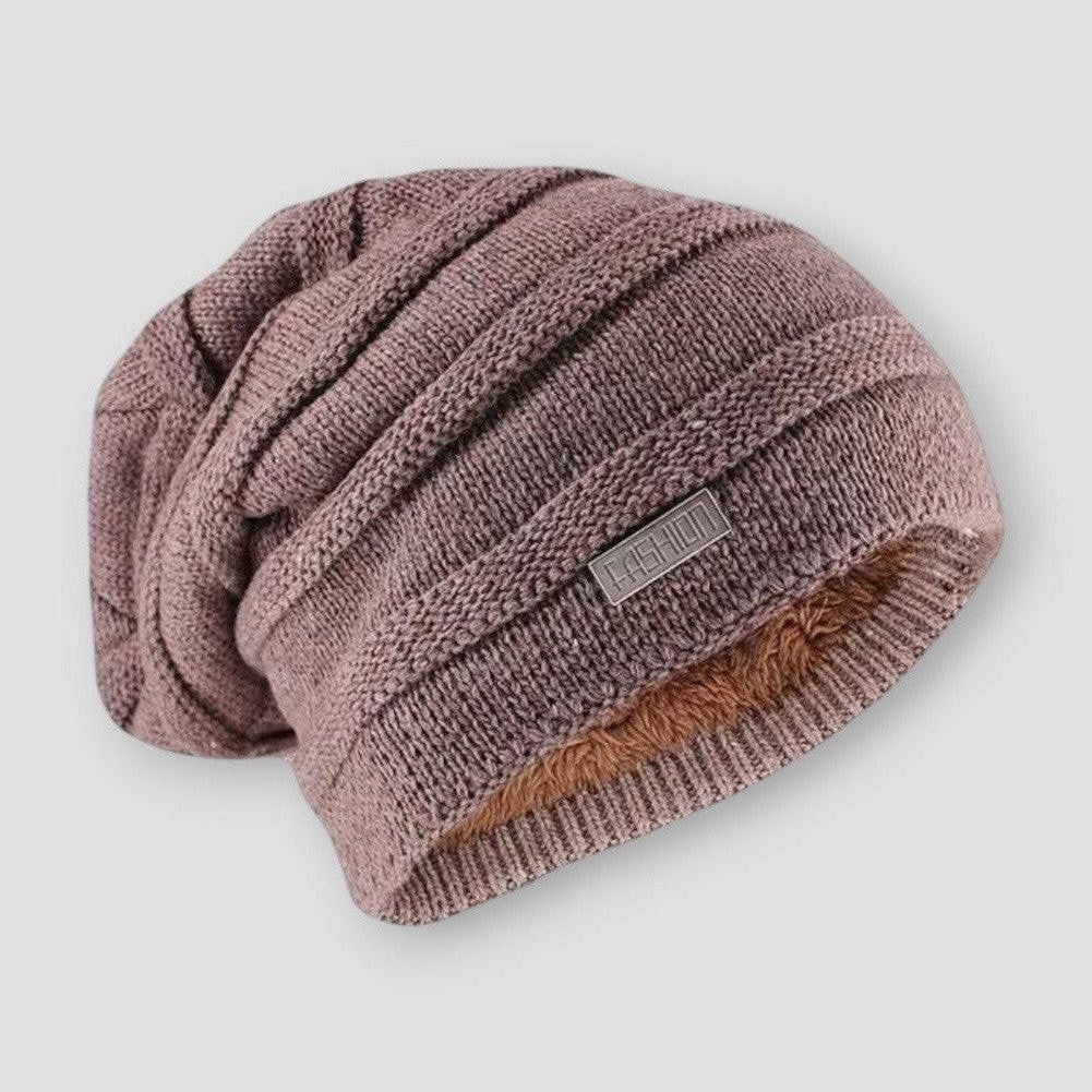 Men's Knitted Beanie - Striped Design - Cozy Acrylic Material - Stylish Winter Accessory