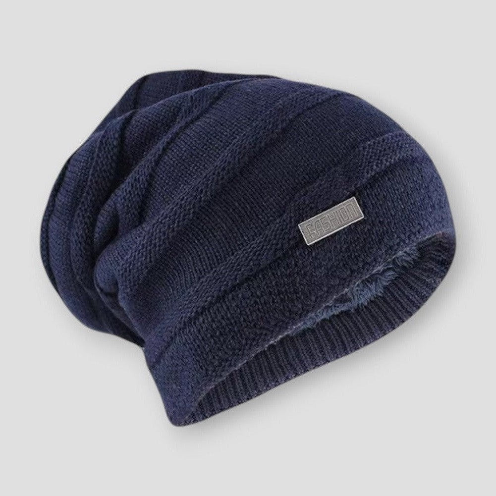 Men's Knitted Beanie - Striped Design - Cozy Acrylic Material - Stylish Winter Accessory