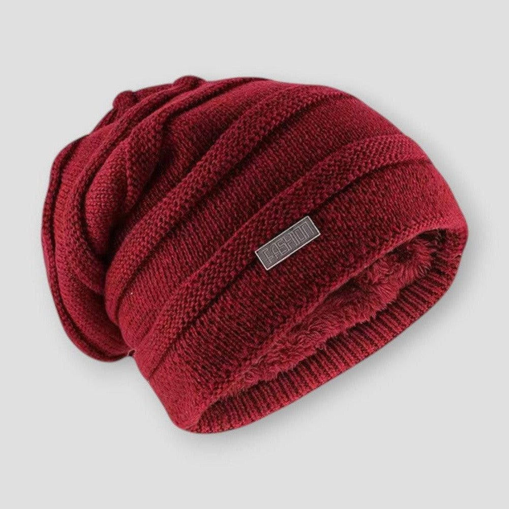 Men's Knitted Beanie - Striped Design - Cozy Acrylic Material - Stylish Winter Accessory