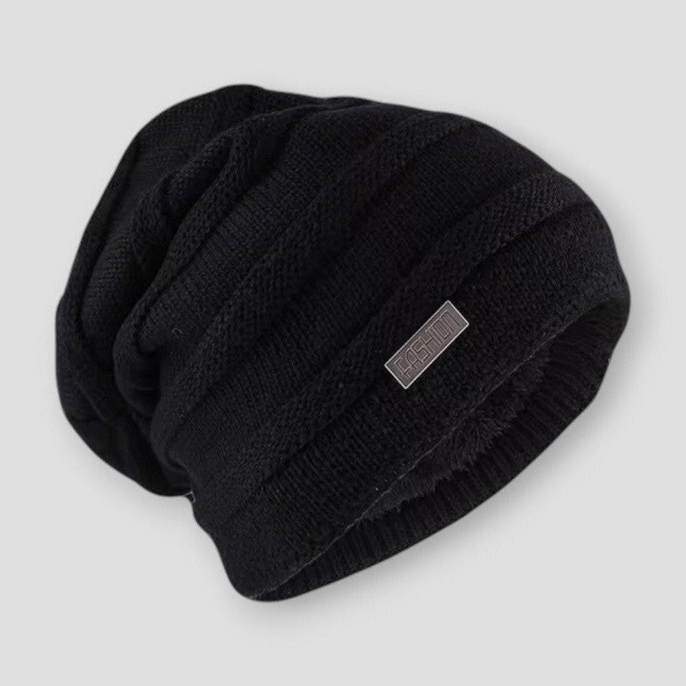 Men's Knitted Beanie - Striped Design - Cozy Acrylic Material - Stylish Winter Accessory