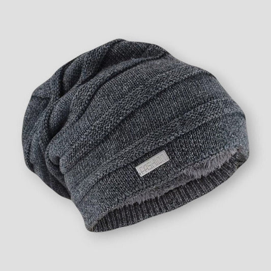 Men's Knitted Beanie - Striped Design - Cozy Acrylic Material - Stylish Winter Accessory