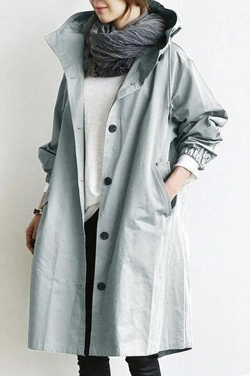 Women - Trench Coat - Stylish Lightweight Fabric - Elegant Outerwear