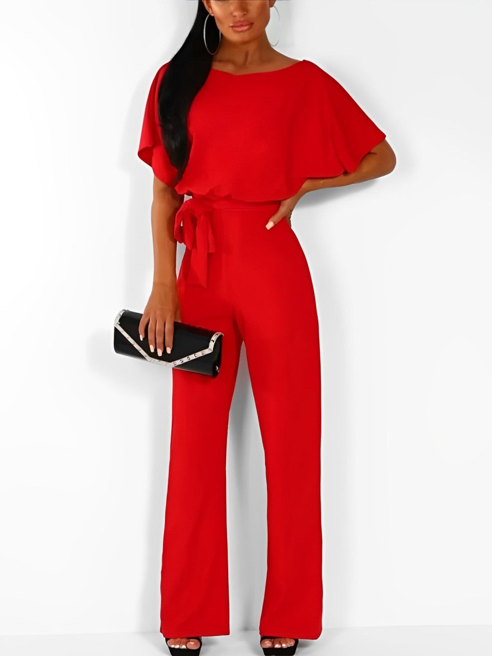 Straight jumpsuit with high waist