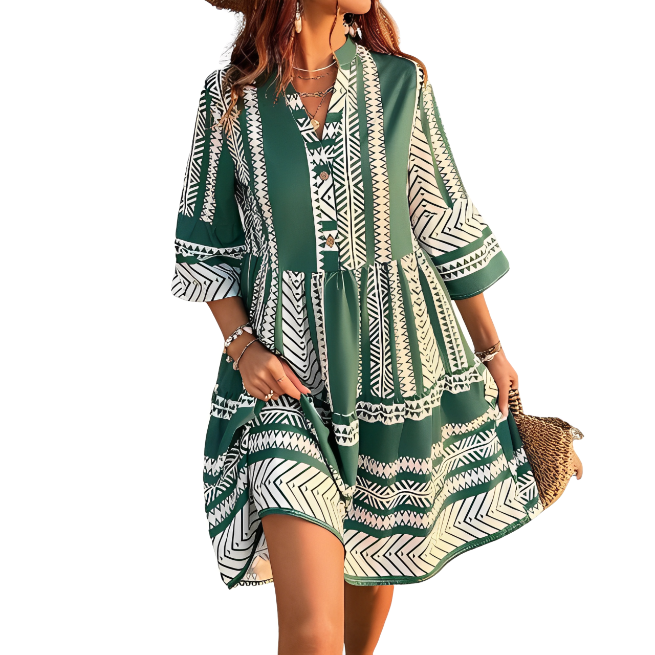 Loose pattern mini dress