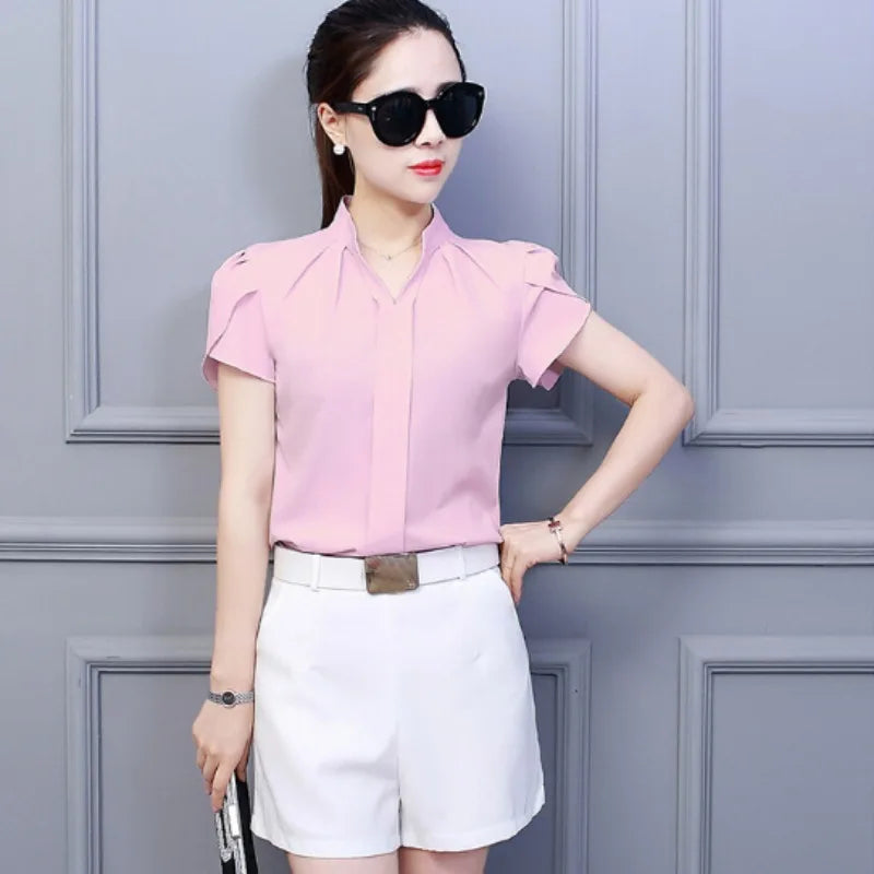 Chiffon short sleeve blouse