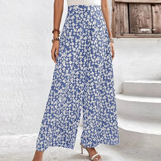 Loose trousers with floral print