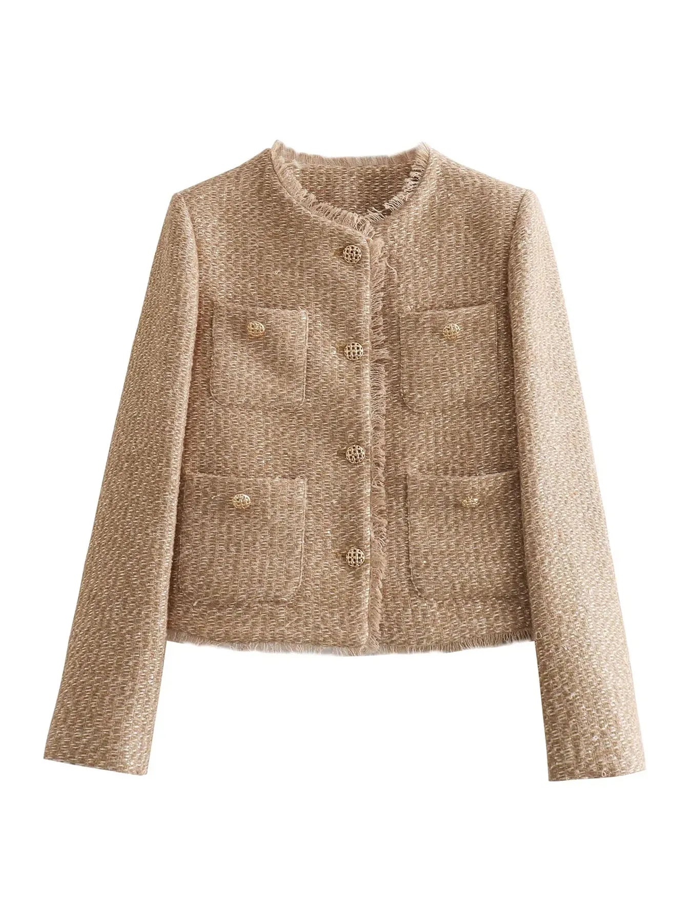 Stylish bouclé jacket with gold buttons