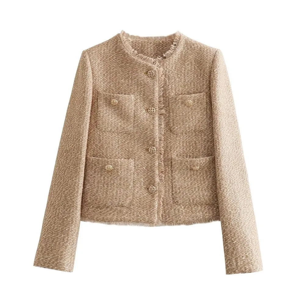 Stylish bouclé jacket with gold buttons