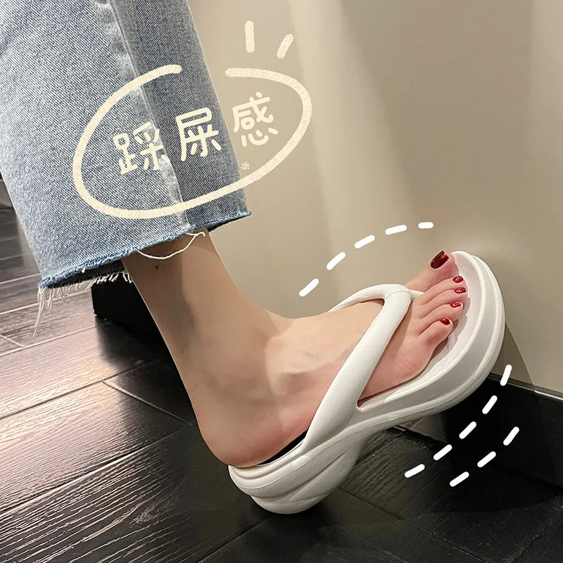 Summer wedge flip flops with non-slip platform sandals for women