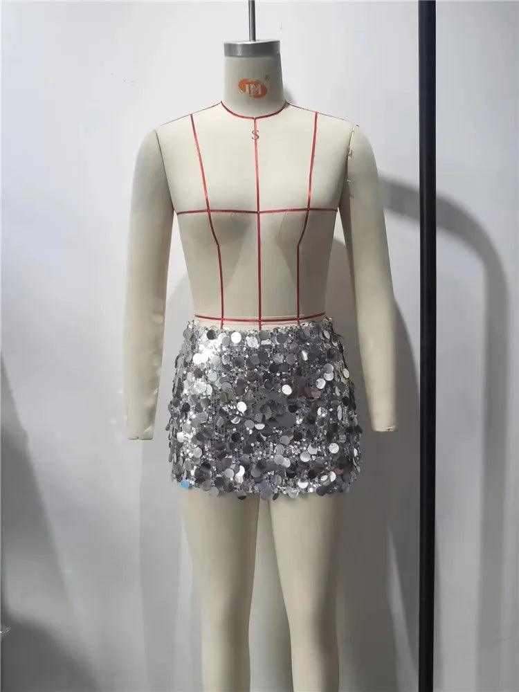 Glamour in Motion: Mini sequin skirt 2024 for women