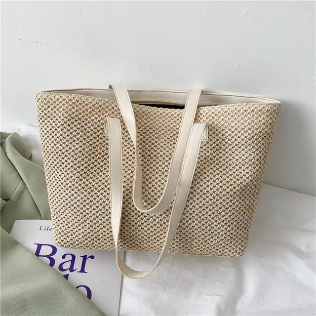 Bohemian woven straw bag for women