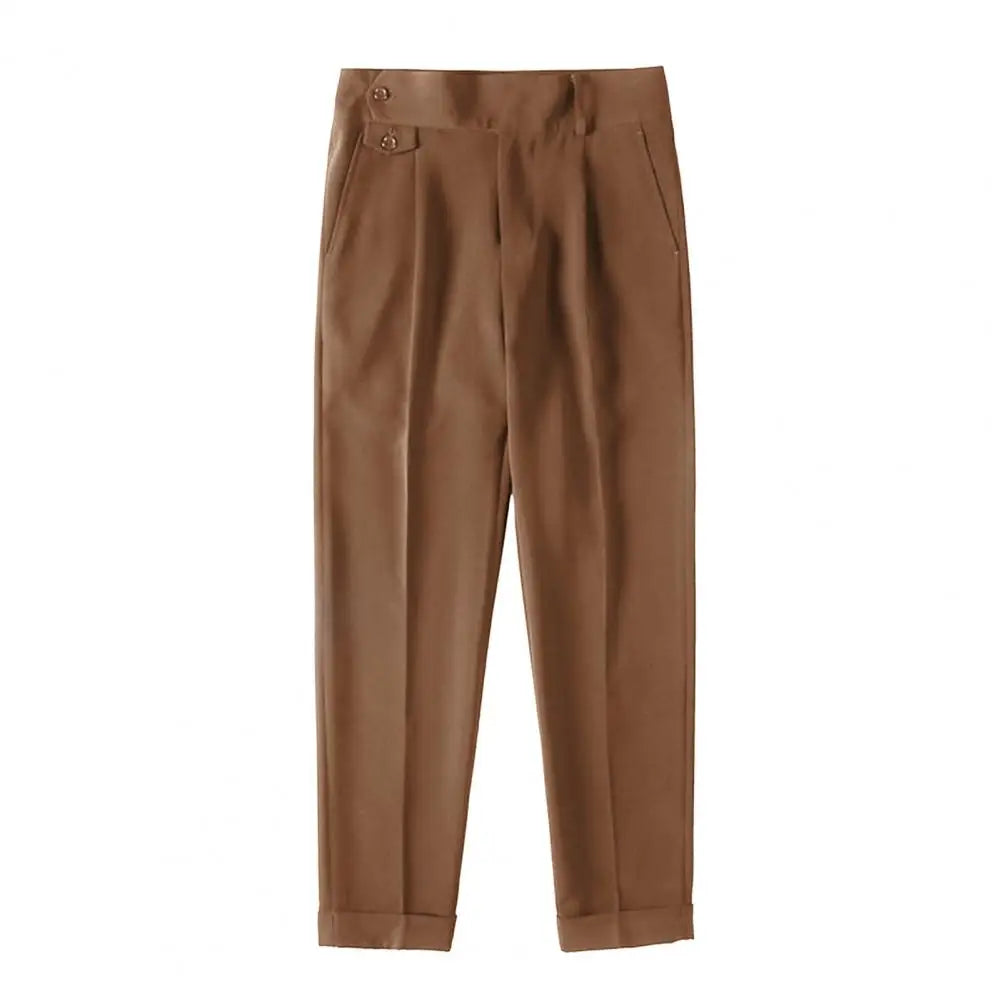 Classic pleated trousers with buckle belt