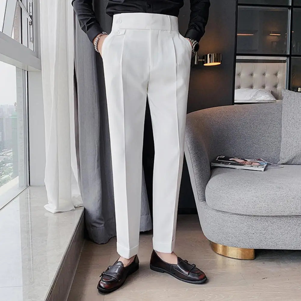 Classic pleated trousers with buckle belt