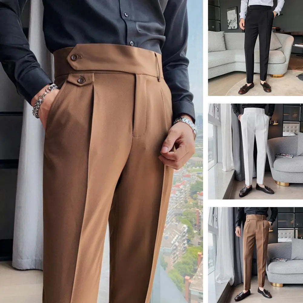 Classic pleated trousers with buckle belt