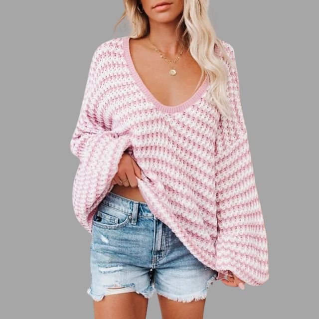 Knitted jumper with off-the-shoulder design