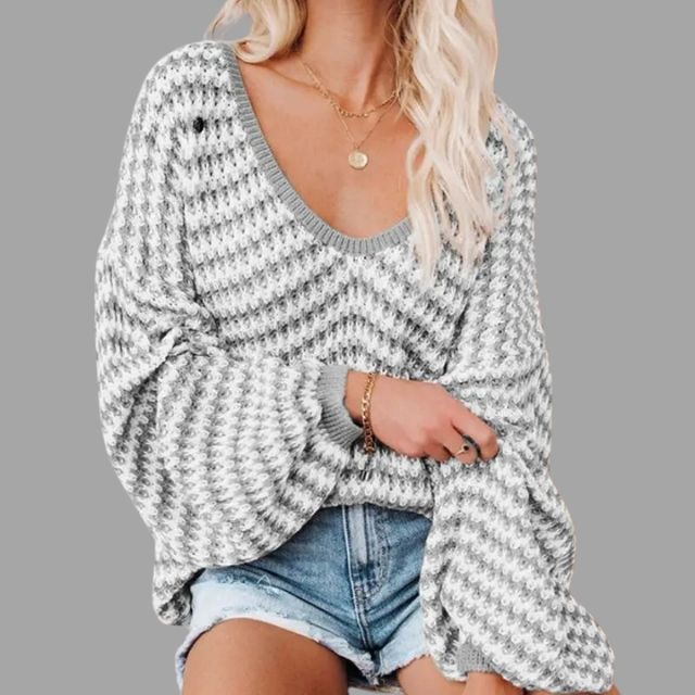 Knitted jumper with off-the-shoulder design