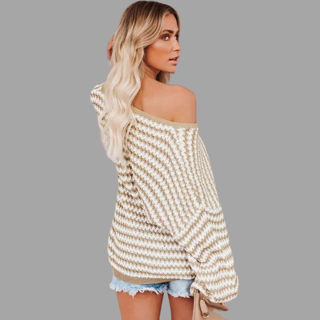 Knitted jumper with off-the-shoulder design